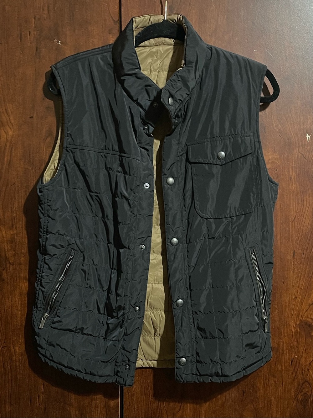 Massimo Dutti Reversible Quilted Vest S | Navy & Khaki | 2-in-1 Vest